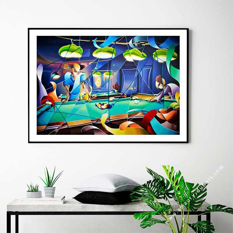 Tableau Sur Toile - Boules De Billard Sur Table - Décoration Murale Salon, Bar, Salle De Jeux - 170x80 Cm